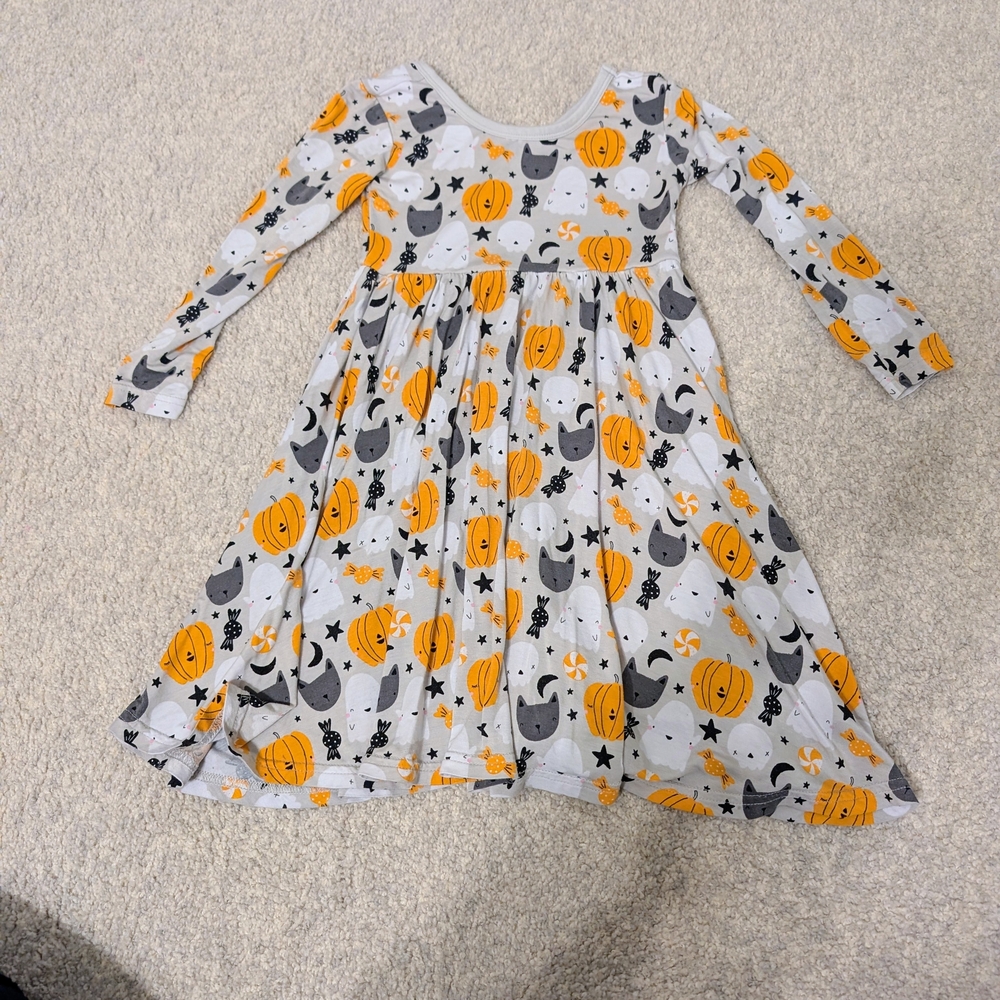 Little Sleepies Halloween Pumpkin Dress - Gray and Orange